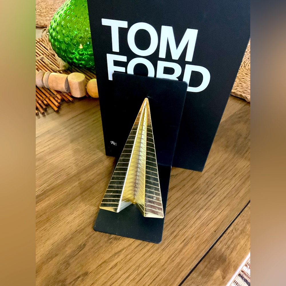 Retro MCM Style Paper Airplane Bookends Gold Tone And Black Metal